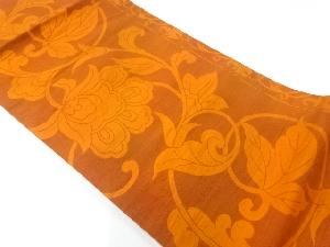 手織り紬花唐草模様織出し名古屋帯